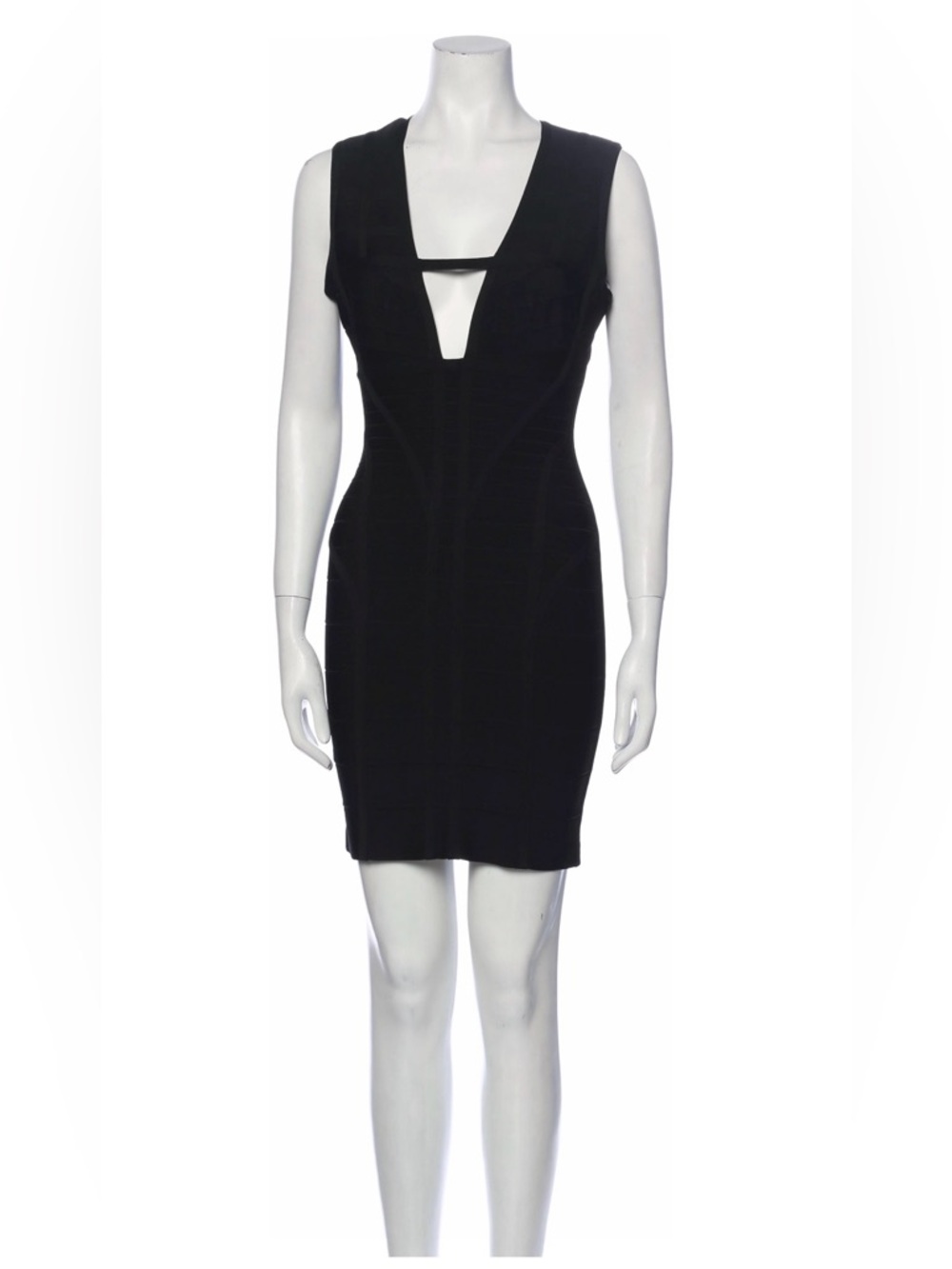 Hervé Léger Kane Bandage Mini Dress Black Plunge